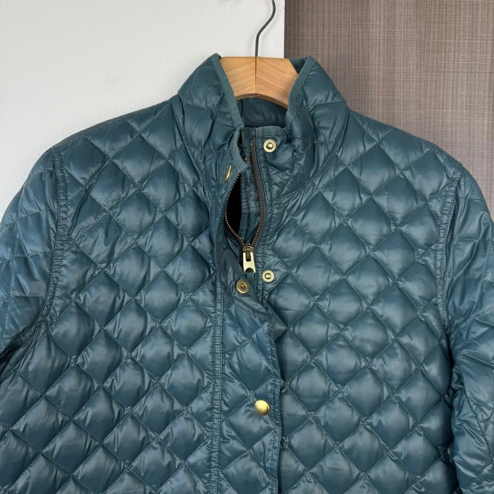 J. Crew Teal Shiny Quilted‎ Down Field Jacket